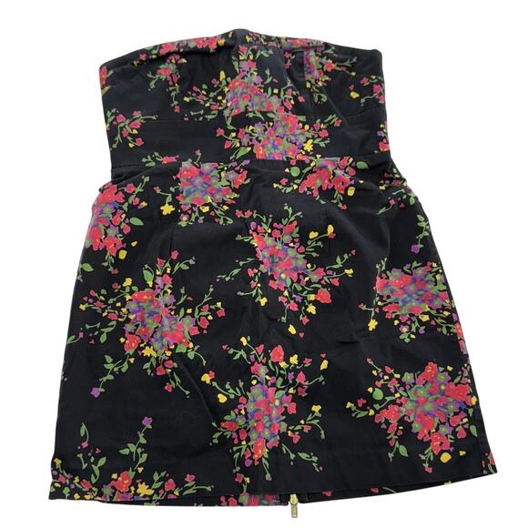 Free People Dress Womens Size 4 Black Poision Apple Floral Strapless Mini Y2K - Picture 2 of 10